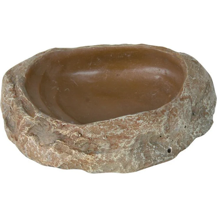 TRIXIE Futterbehälter Wasser- & Futterschale Steppenfelsen, Reptilien, Maße: 11 x 2,5 x 7 cm, grau – Bild 1