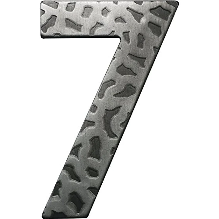 Schösswender Hausnummer Ziffer "7", Schmiedeeisen, antik, Höhe 120 mm, schwarz verzinkt, inkl. Schrauben und Dübel