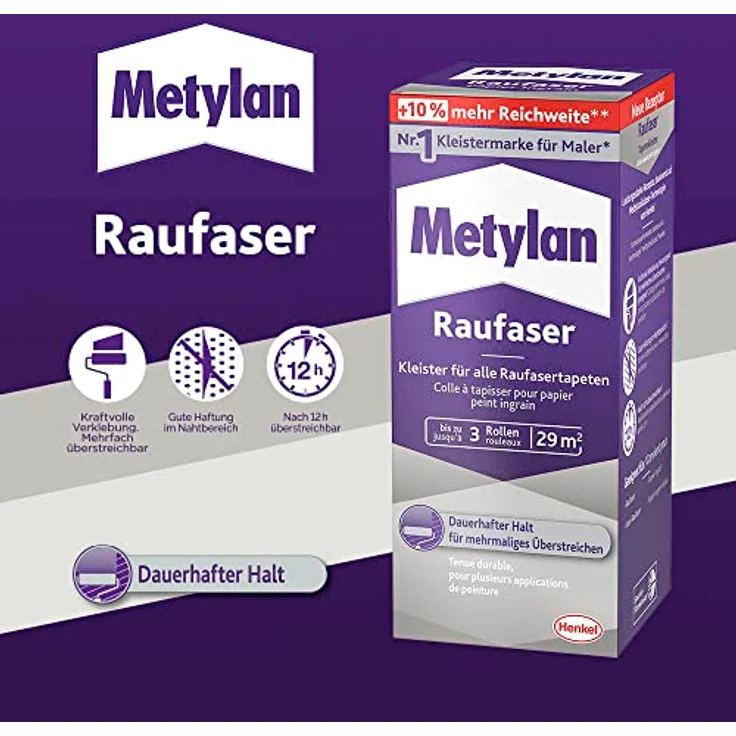 Metylan MPR40 Vlies Tapetenkleister Raufasertapeten mit Vliesrücken 180 g – Bild 4