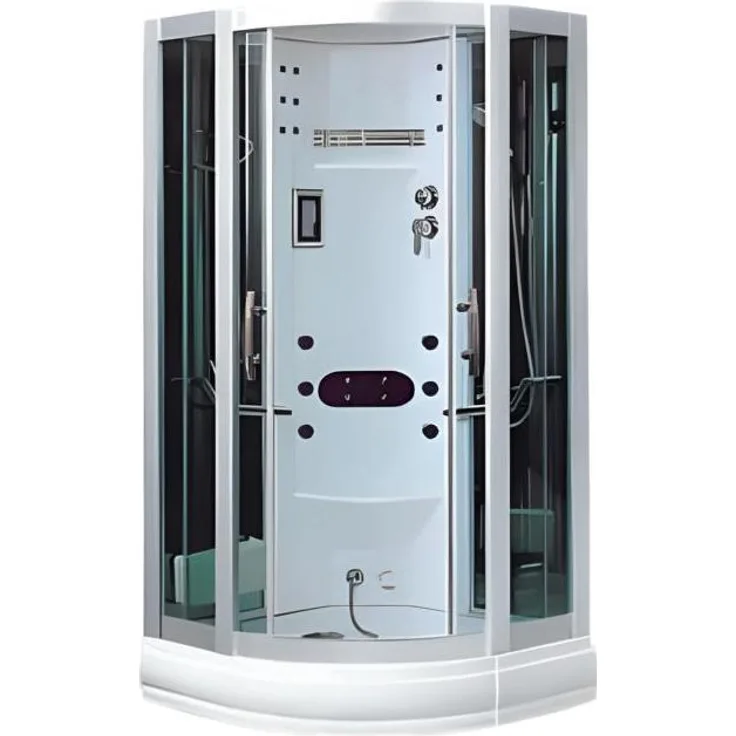 Xl Moebel Wellness-Duschkabine Luxus Multifunktionsdusche 100x100 cm, weiße Dampfdusche mit LED-Beleuchtung und 215 cm Höhe