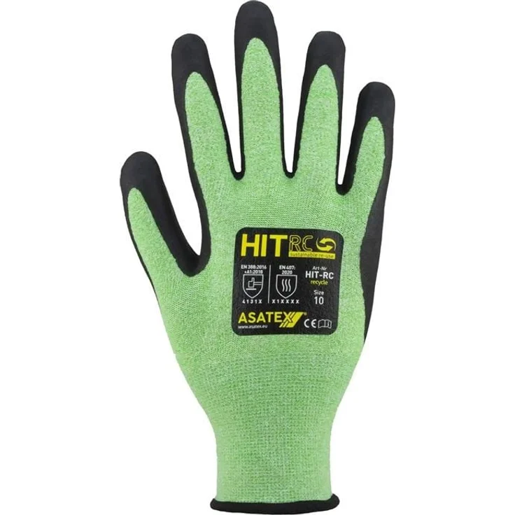 ASATEX Feinstrickhandschuh HIT-RC Gr.9, grün/schwarz, EN 388/EN 407, Nitril Mikroschaum, hohe Passform und Langlebigkeit, PSA II