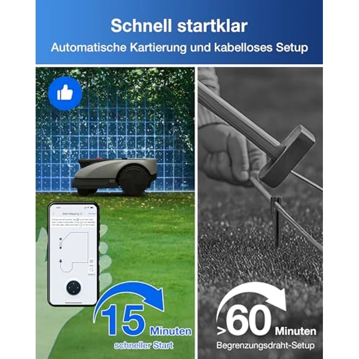 ECOVACS Mähroboter Goat O600 RTK, LiDAR-gestützte RTK+Vision Navigation, 600 m², IPX6 wasserdicht, verfolgt 0,7 m Engstellen – Bild 3