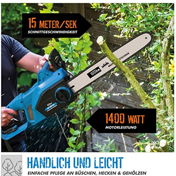 GUEDEAKTIVBANK Elektrokettensäge KS 355 EC, leichte Kettensäge mit hochwertiger Schneidgarnitur und Kettenschnellspannsystem – Bild 3