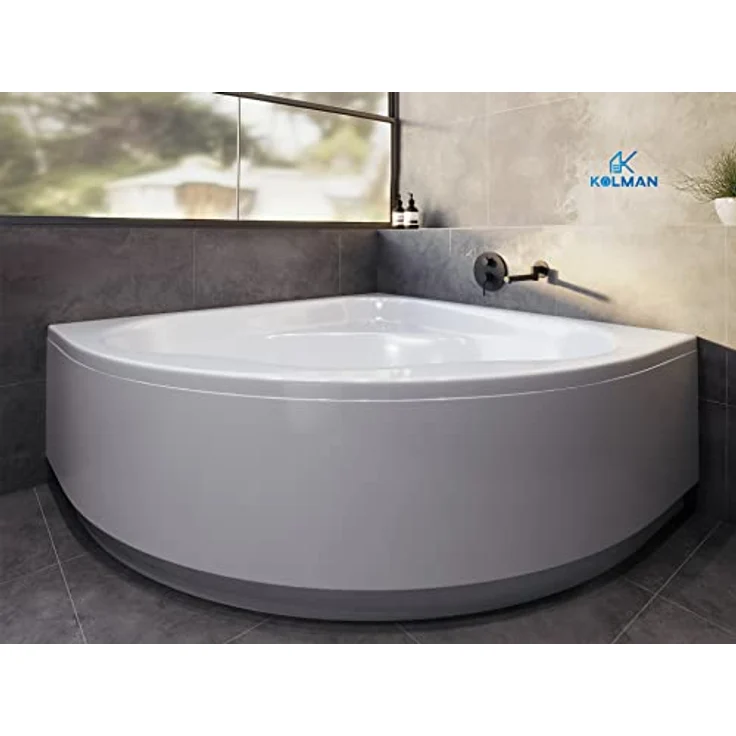 KOLMAN STANDARD Eckbadewanne 150x150 cm, 4in1 Komplettset mit Acrylschürze, automatischem Ablauf und Füßen, reinweiß – Bild 4