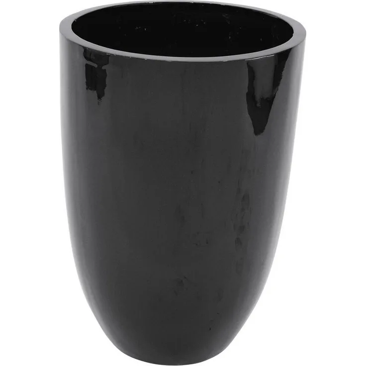 EUROPALMS LEICHTSIN CUP-69, Übertopf aus PE Polyethylen und Aluminium, schwarz glänzend, 69 cm hoch, Ø 47 cm, besonders leicht und robust