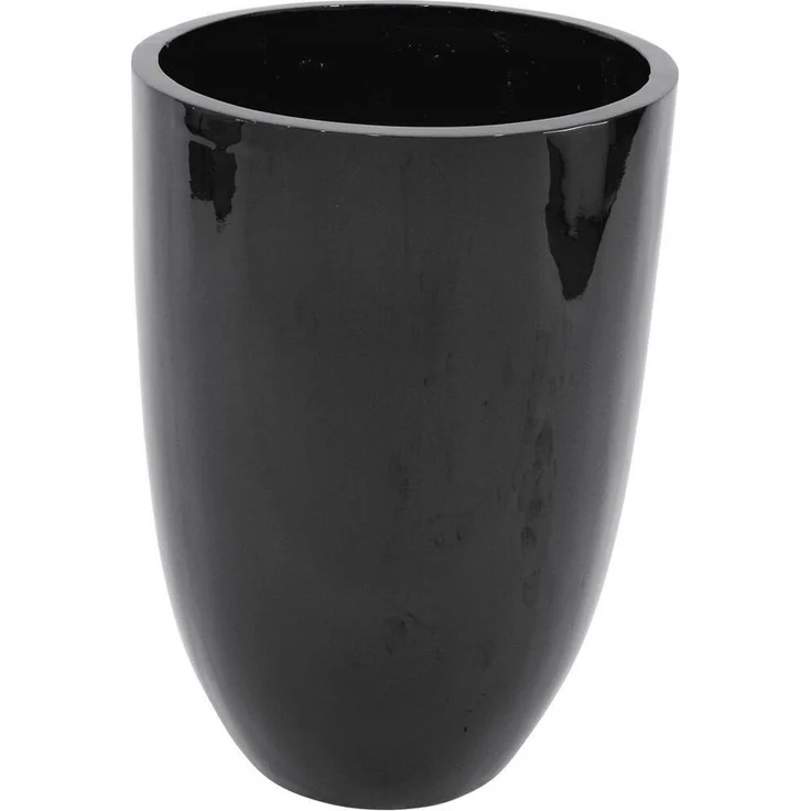 EUROPALMS LEICHTSIN CUP-69, Übertopf aus PE Polyethylen und Aluminium, schwarz glänzend, 69 cm hoch, Ø 47 cm, besonders leicht und robust