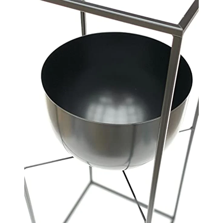 DanDiBo Blumenhocker Metall Schwarz für Innen mit Topf Eckig 82 cm Blumenständer 438 Blumensäule Modern Pflanzenständer Pflanzenhocker – Bild 3