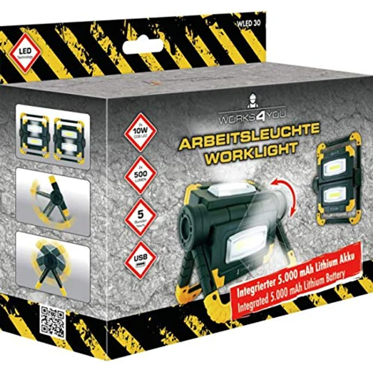 Schwaiger Multifunktionsstrahler Klappbar, 360° drehbar, leistungsstarke COB-LEDs, USB-Ladefunktion – Bild 2