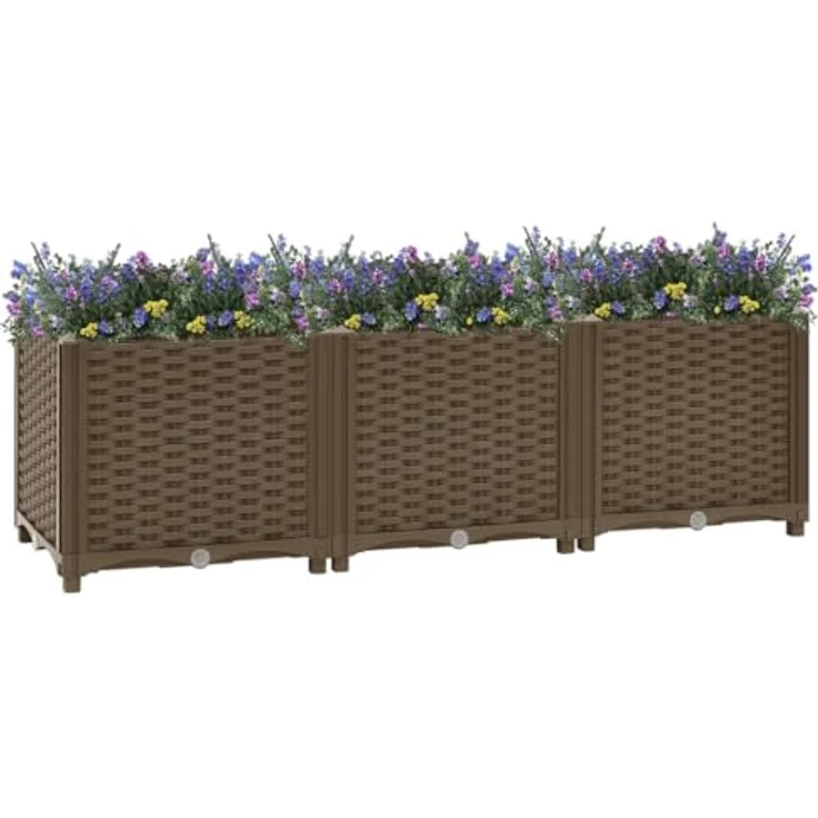 vidaXL Hochbeet 120x40x38 cm Polypropylen braun – Bild 2