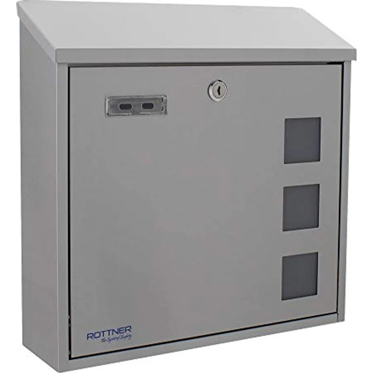 Rottner T06048 Muro INOX Design-Briefkasten aus gebürstetem Edelstahl, mit Sichtfenster, Namensschild, Zylinderschloss und Schutzklappe. A4-Einwurf. Inklusive Montagematerial – Bild 2