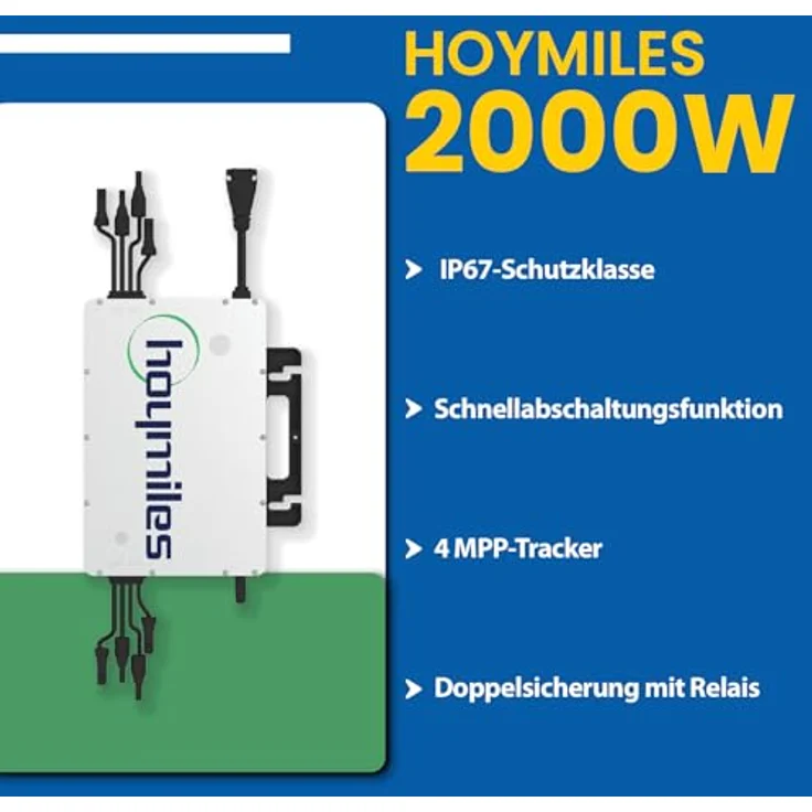 EPP.Solar® Hoymiles HMS-2000 WIFI Wechselrichter, leistungsstarker 4-in-1-Wechselrichter bis zu 2000 VA, robustes Design in Schwarz – Bild 2
