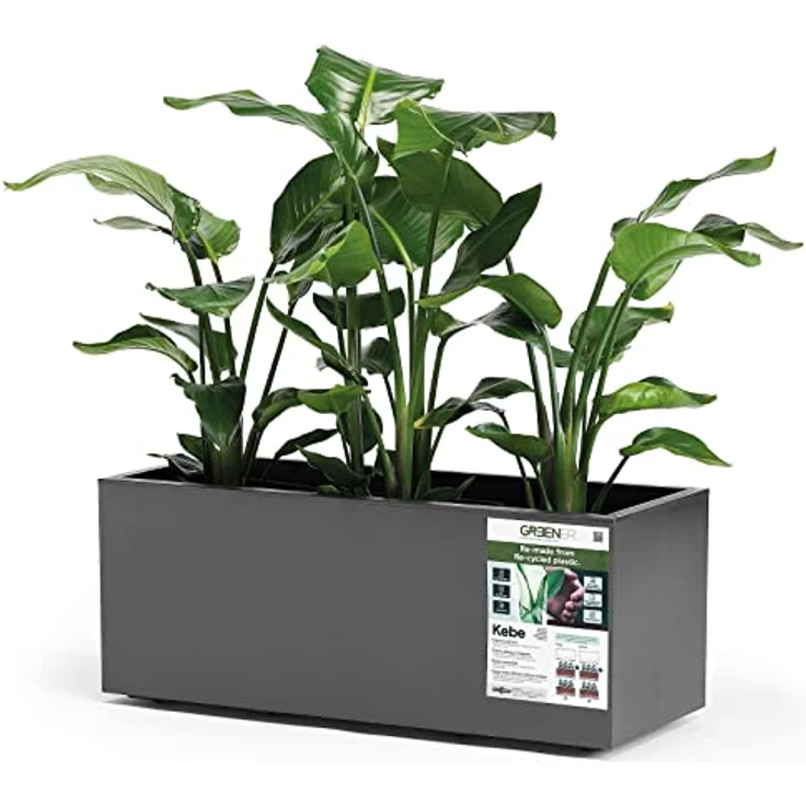euro3plast Pflanzkasten Greener Kebe 100 cm, anthrazit, mit Wasserreservoir und feststellbaren Rollen, UV-beständig und 100 % recycelbar – Bild 1