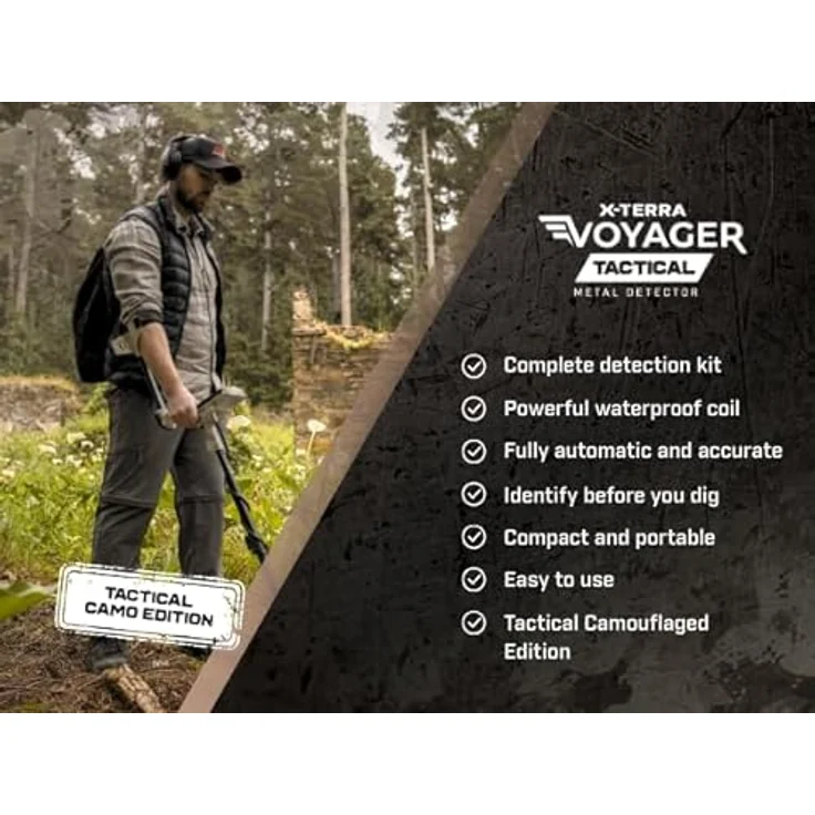 Minelab X-Terra Voyager Tactical Metal Detector, Komplettpaket mit wasserdichter Spule und präzisier Pinpoint-Funktion, Camouflaged Edition – Bild 3