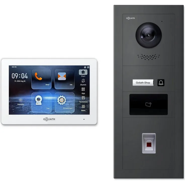 Goliath Intercom Video-Türsprechanlage Premium 2-Draht GL-HB140M, 7 Zoll LCD Touchscreen Monitor in Weiß-Anthrazit, Unterputzmontage