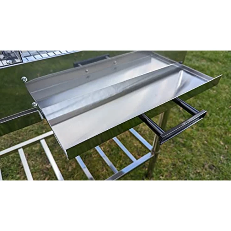 Grilltisch aus Edelstahl, Outdoorküche, Holzkohhlegrill mit zwei Grillflächen – Bild 3