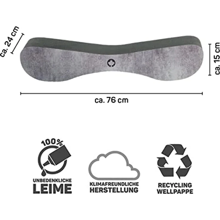 CanadianCat Company | Kratzbrett Satellite 2.0 - Black Edition - betonoptik - Kratzpappe in schwarz | ca. 76 x 24 x 15 cm – Bild 3