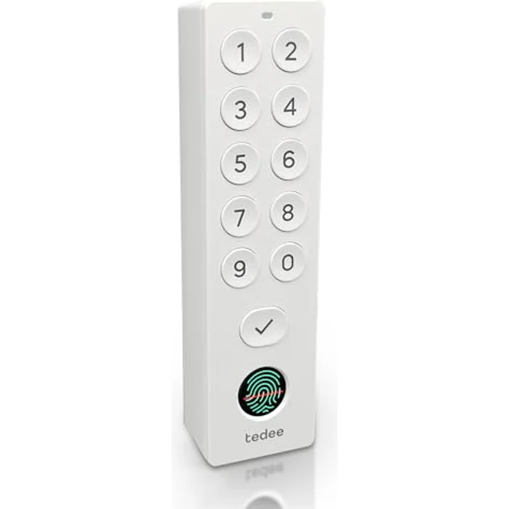 tedee Keypad PRO, biometrisches Tastenfeld für smartes Türschloss mit Fingerabdrucksensor und PIN-Code, weiß, IP65 wasserdicht, bis zu 100 Nutzer. – Bild 1