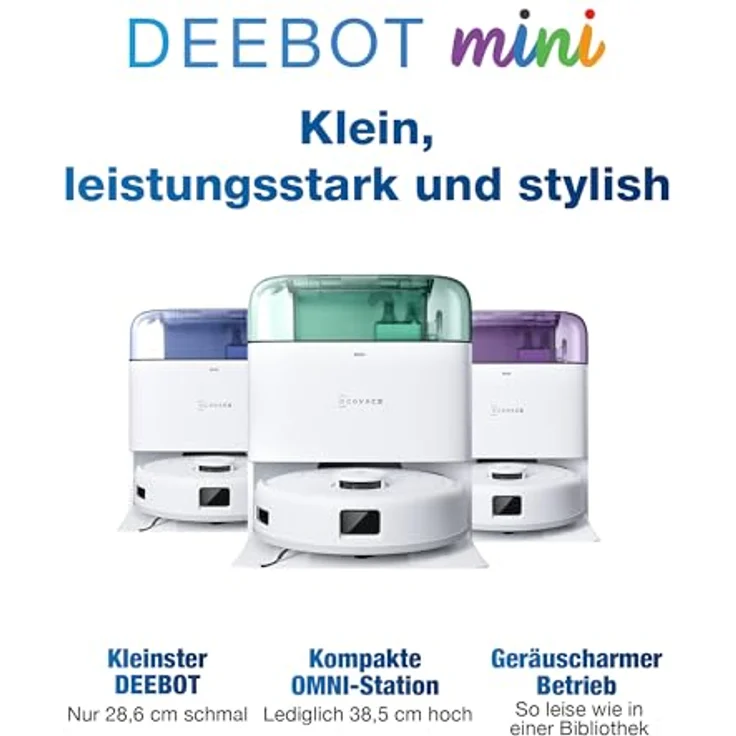ECOVACS DEEBOT MINI, Nass- und Trockensauger mit 9.000 Pa Saugkraft, ZeroTangle 2.0, TrueMapping 2.0, Heißlufttrocknung 45 ℃, Selbstentleerung, Grün – Bild 2