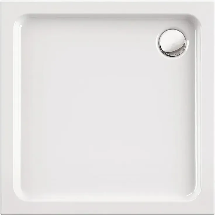 Calmwaters Modern Soft Duschwanne, 90 x 90 cm, quadratische Acrylbrausetasse in Weiß, flach und robust