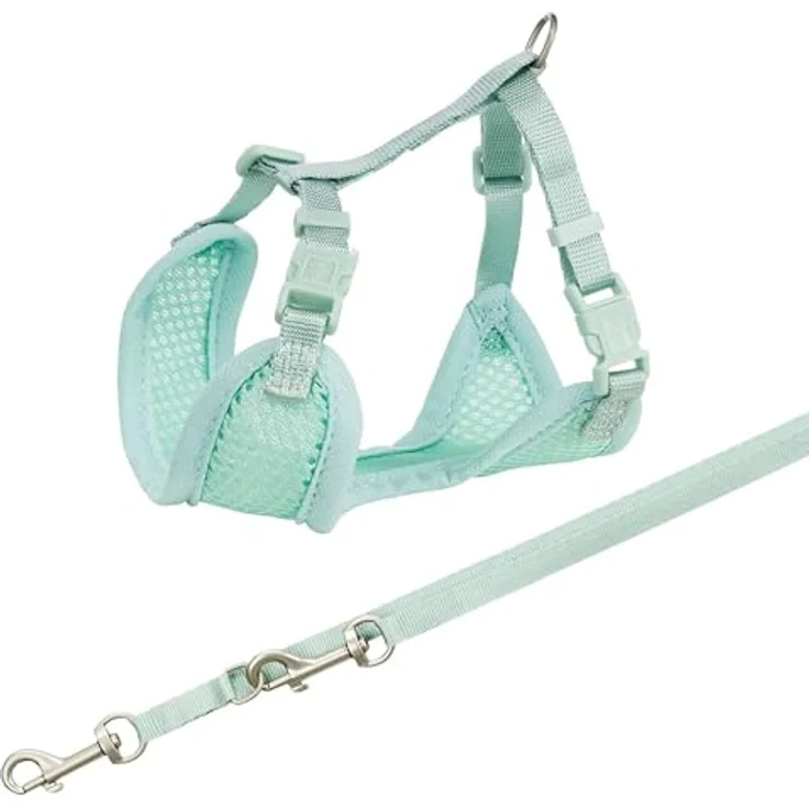 TRIXIE 15565 Junior Welpen-Softgeschirr mit Leine, S–M: 26–34 cm/10 mm, 2,00 m, Mint – Bild 1