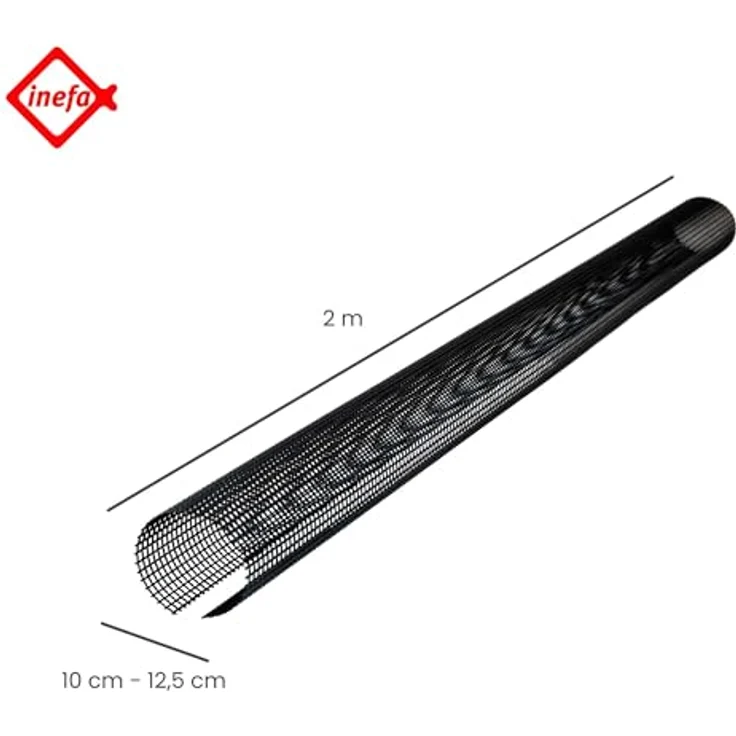 INEFA 10x Laubschutzgitter 100-125mm x 2m, Schwarzes Kunststoffgitter für Dachrinnen, UV-beständig und leicht montierbar – Bild 2