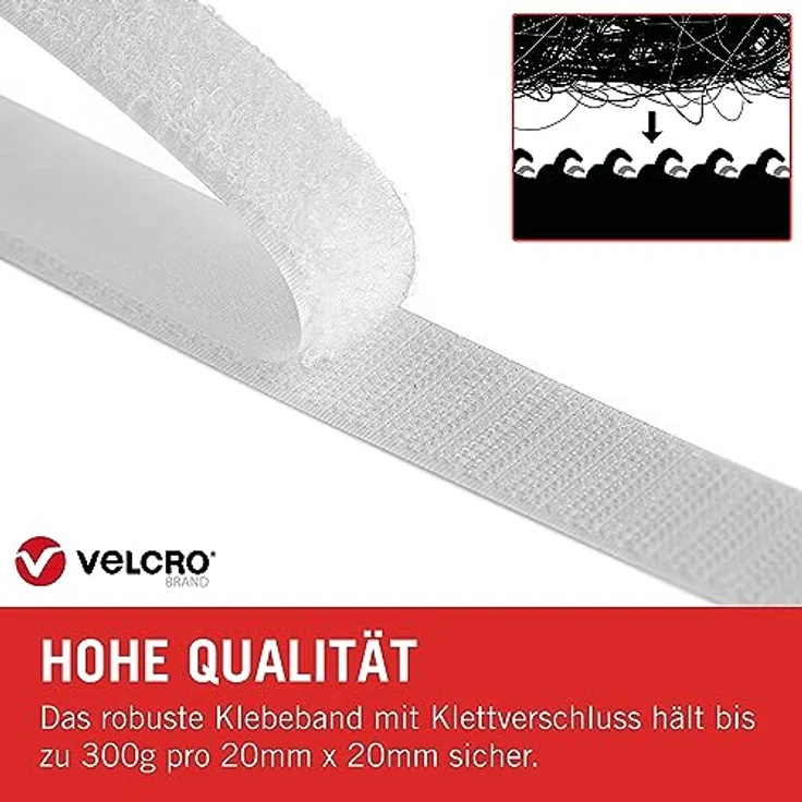VELCRO VEL-EC60354 Klettband zum Aufkleben Haft- und Flauschteil (L x B) 25000mm x 20mm Weiß 25m - Preisvergleich – Bild 2