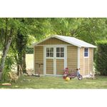 Grosfillex Gartenhaus Deco H7,5, 370 x 298 cm in Holzoptik "Sherwood", langlebig und pflegeleicht aus PVC