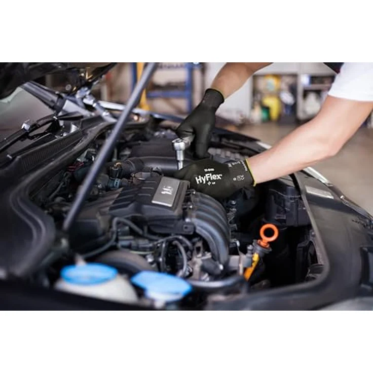 Ansell HyFlex 11-849 Arbeitshandschuhe, Abriebfester Industrie- und Mechanik-Handschuh, Schwarz, Größe L (1 Paar), mit Nitrilschaumbeschichtung für bessere Atmungsaktivität – Bild 5