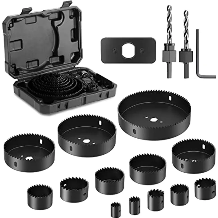 Lochsäge Set, HYCHIKA 19 PCS Lochsäge Kit mit 13 Sägeblättern 19mm-127mm