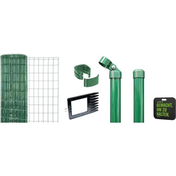 Alberts 693497 Fix-Clip Pro Zaun-Komplettset, einbetonierbar, grün, Höhe 102 cm, Länge 10 m, inkl. Kniekissen und Zubehör – Bild 1