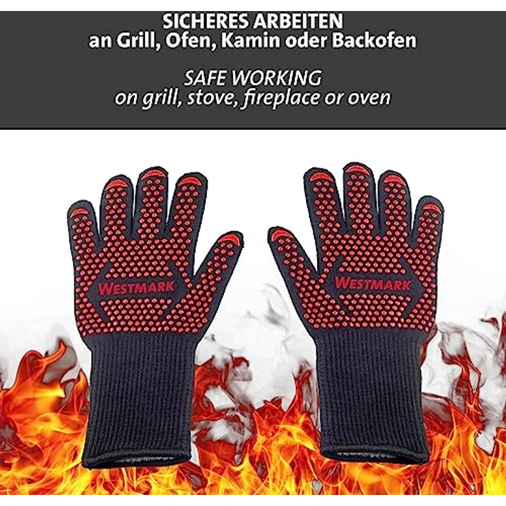 Westmark Grillhandschuhe – Feuerfeste Grillhandschuhe sicheres Arbeiten am Grill, Backofen oder Kamin – 325 x 190 x 30 mm, 2 Stück – Bild 3