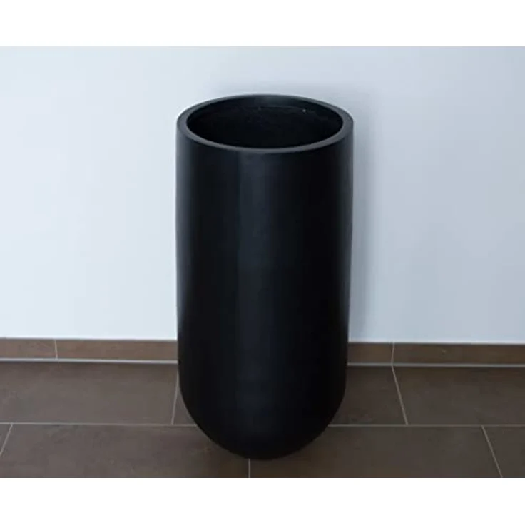 Elegant Einrichten Pflanzkübel Fiberglas Rund-Konisch D40xH80cm, UV-beständig und frostsicher, matt schwarz – Bild 5
