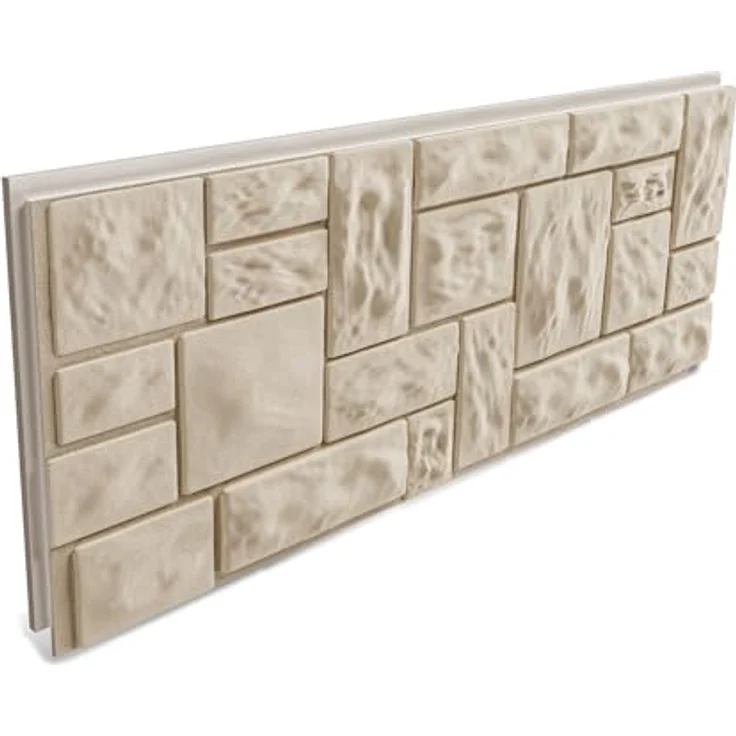 HEXIM Fassadenpaneel FP206, 121x50cm, EPS Styropor mit Acrylbeschichtung in Steinoptik Weiß, UV-beständig für Innen- und Außenbereich (0,61m²) – Bild 2