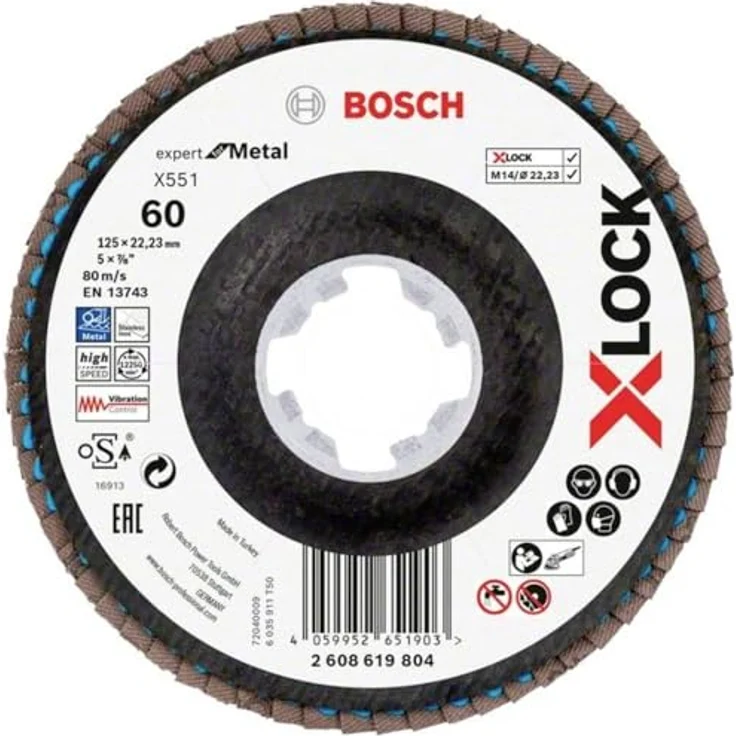 Bosch Accessories 2608619804 X551 Fächerschleifscheibe 125mm, Bohrungs-Ø 22.23mm, 1St. – Bild 1