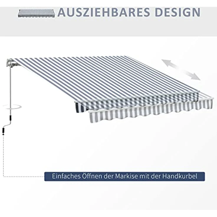 Markise Gelenkarmmarkise Sonnenschutz Grau+Weiß 2,95x2,5m - grau-weiß - Outsunny – Bild 9