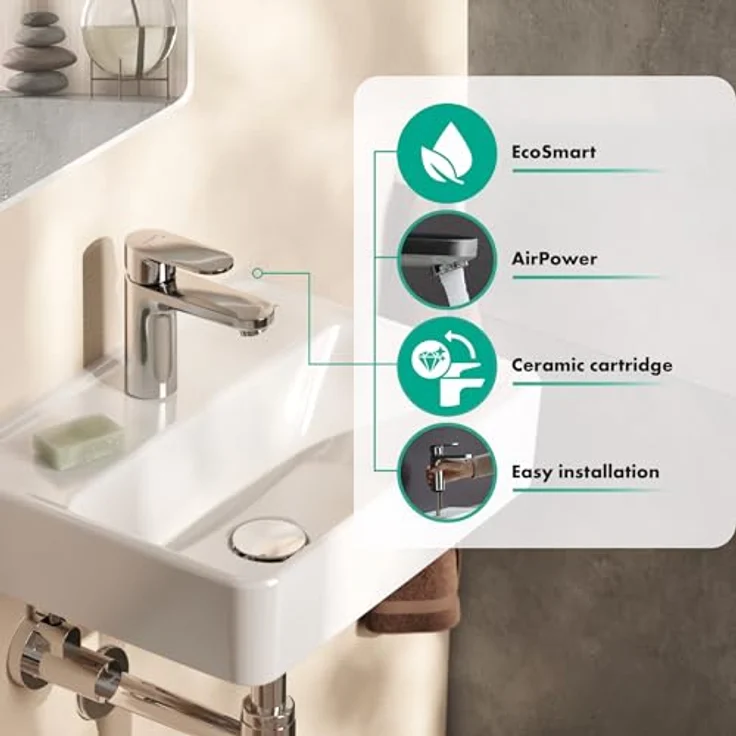 hansgrohe Vernis Blend Waschtischarmatur, Chrom, mit ComfortZone 100, Keramikmischsystem und EcoSmart Technologie – Bild 2
