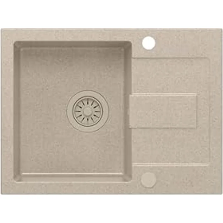 QUADRON Christian 116, 1-Becken Küchenspüle aus Granit (GraniteQ), beige, 60 x 45 x 18,5 cm mit Siphon – Bild 2