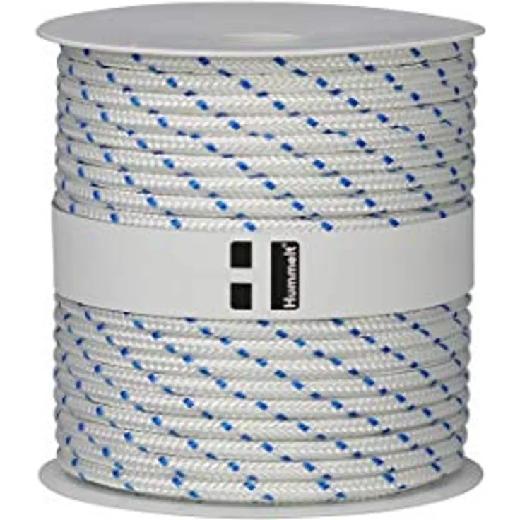 Hummelt Rope Schot Seil Polyesterseil 4mm 100m weiß/blau auf Rolle