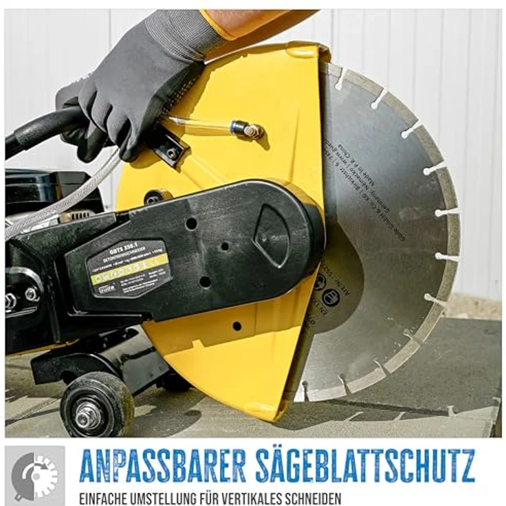 Güde Betontrennschneider GBTS 350.1, 2-Takt-Motor, 3,9 PS, 65 cm³ Hubraum, 125 mm Schnitttiefe, 350 mm Trennscheiben-Ø, Nass und Trockenschnitt, inkl. Diamantscheibe & 3 Ersatzluftfilter – Bild 4