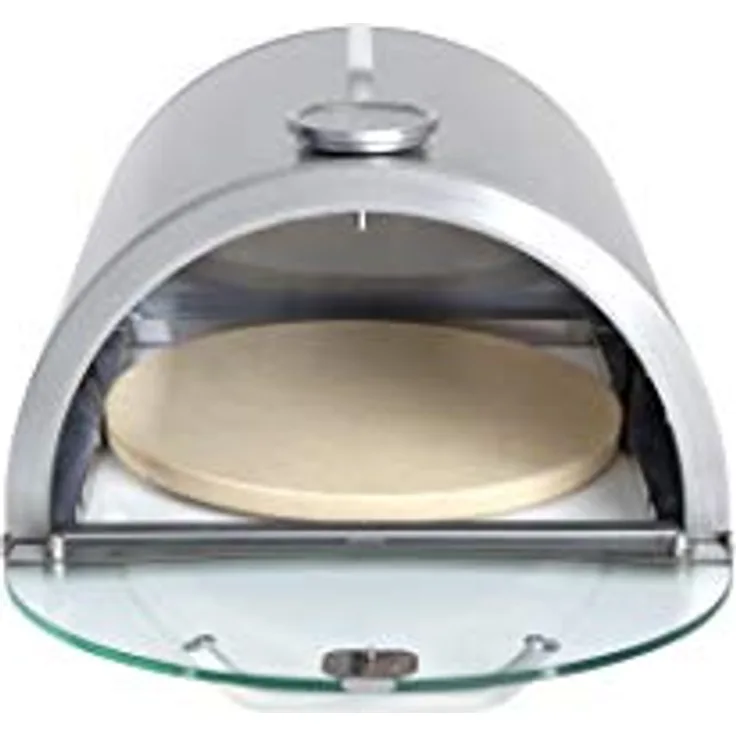 Allgrill Pizzaboxx rund Edelstahl Pizzaaufsatz mit Temperaturanzeige und Pizzastein, Ø 26 cm für Gasgrills mit Seitenkochfeld