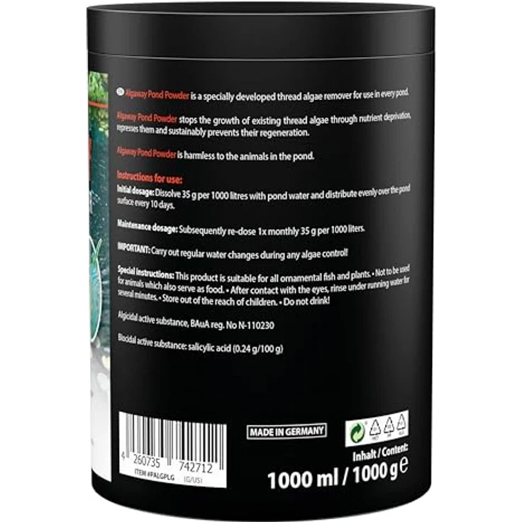 ARKA Pond Algaway Powder, Fadenalgen-Entferner Teich 1000 g, kupferfrei, effektiv gegen Algen, ideal für mittlere Gartenteiche – Bild 3