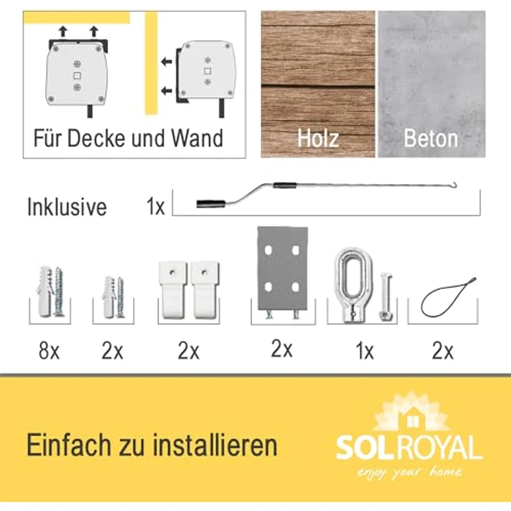 Sol Royal Senkrechtmarkise MS5, 140x250cm, grau, abnehmbare Handkurbel, wasserabweisender UV-Schutz 70-90% – Bild 10