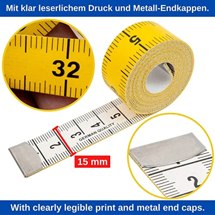 Schneidermaßband, universal Maßband mit 150 cm Gesamtlänge, 2 Pack, 2 in 1 Maßband mit CM und INCH Skalierung, Ausmessung von Kleidung, Körper-Fett, Rollmaßband, Messband, aus Glasfieber Kunststoff – Bild 4