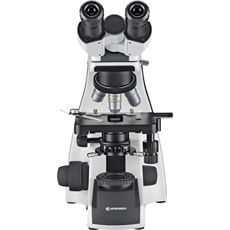 Bresser binokulares Durchlicht Mikroskop Science TFM-201 Bino 40-1000x Vergrößerung, mit Köhlerscher Beleuchtung, koaxialem Kreuztisch und sehr heller 3W LED-Beleuchtung, für gehobene Ansprüche ,Weiß – Bild 3