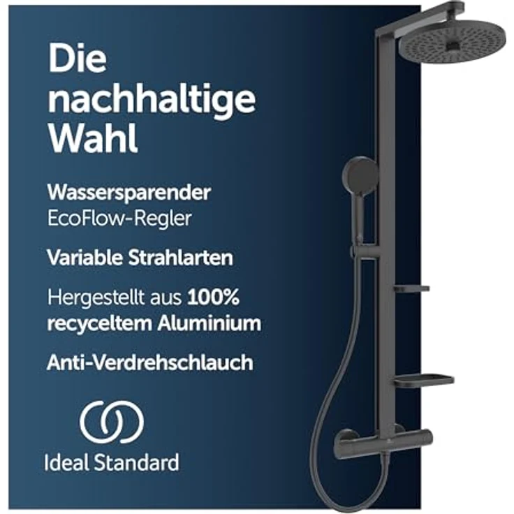 Ideal Standard Alu+ Duschsystem BD583XG mit Ceratherm Alu+ Brausethermostat, in Aluminium – Bild 3