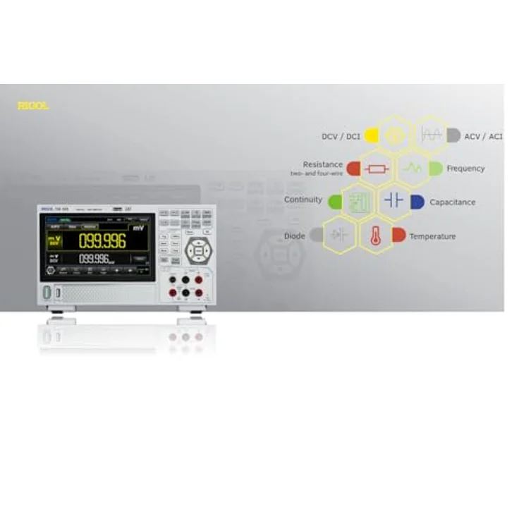 RIGOL DM858 Tragbares Tischmultimeter, 5½ bit TRMS, 0,03% DCV Genauigkeit, 125 rdgs/s, 7" Farb-Touchscreen, mobile Stromversorgung, 500.000 Punkte Protokollierung – Bild 5