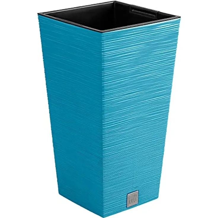 Skandinavisches blaues Pflanzgefäß mit Behälter, Kollektion FURU, 29,5 x 29,5 x 55 cm, Fassungsvermögen 14 L.