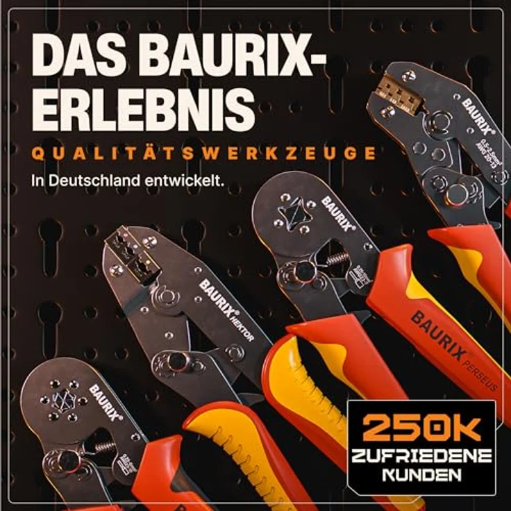 BAURIX® Crimpzange HEKTOR für Kabelschuhe, einstellbare Crimpkraft für 0,5–6 mm², ergonomischer Griff, Elektriker Werkzeug für Profis & Heimwerker – Bild 5