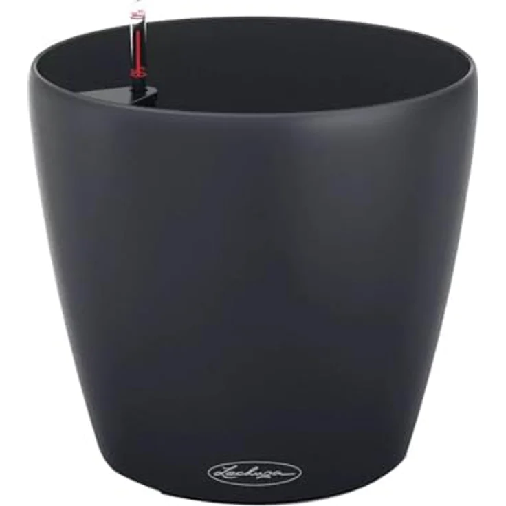 LECHUZA Classico Color ECO 21 Pflanzgefäß Dungelgrau, mit Bewässerungssystem und Wasserstandsanzeiger, aus 100% recyceltem Kunststoff, matte Oberfläche, Ø 21,5 x 20,5 cm – Bild 1