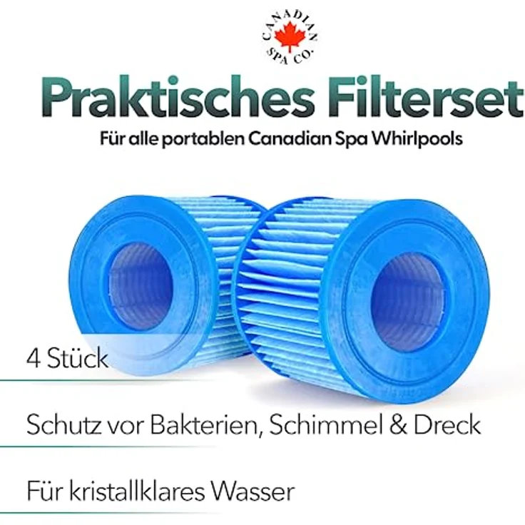 Canadian Spa Filterset für portable Whirlpools, 4er Pack, antimikrobielle Beschichtung, optimiert Pumpenleistung – Bild 2